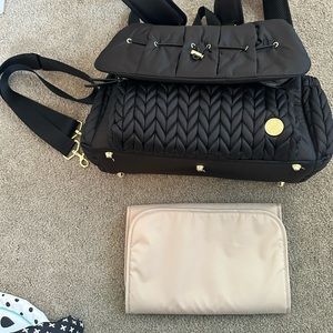 Happ Brand Black Diaper Bag & Changing Pad